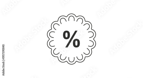 Percent sign in decorative circle symbol.