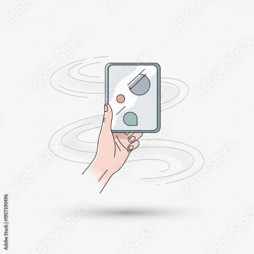 Mysterious Illusion Hand Mirror Vector Concept Illustration