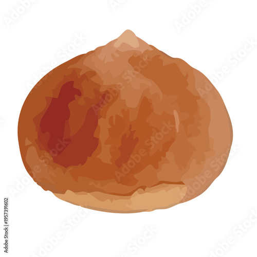 Watercolor-style fresh chestnut illustration, ripe nuts with burrs, autumn harvest food／水彩　栗