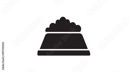 Bowl of food icon with a piled up portion of kibble or dry food inside, representing pet nutrition featuring animal, sustenance, feeding with meal