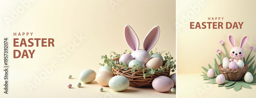 Elegant easter day background, Decorative happy easter day background for website, social media template