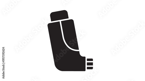 Inhaler medical device icon with abstract flowing lines and a capped nozzle for respiratory relief featuring asthma, medicine, drug with health and
