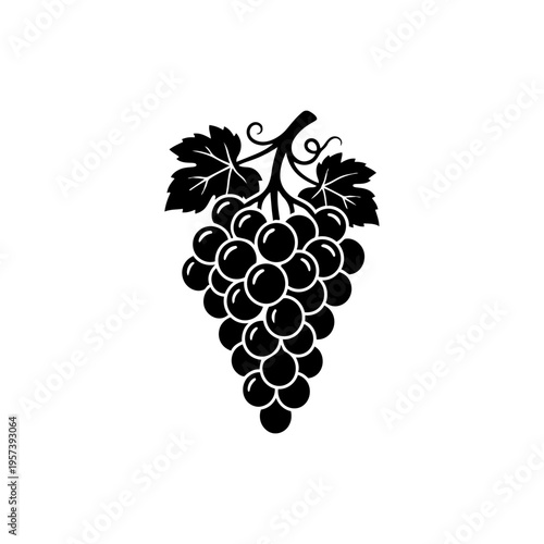 Grape Cluster Silhouette: A sophisticated silhouette of a plump grape cluster, showcasing the iconic symbol of viticulture and representing the essence of fine wines.