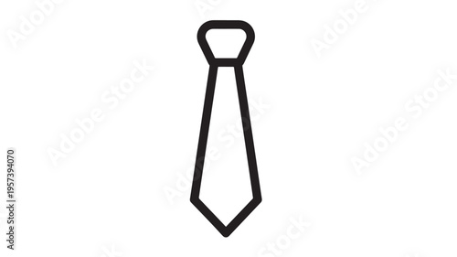 Tie icon with clean black outline on white background, representing formal wear and business attire.