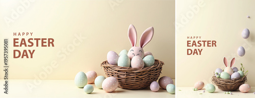 Elegant easter day background, Decorative happy easter day background for website, social media template