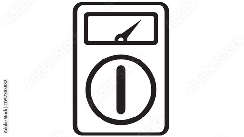 Multimeter simple icon with analog display and dial symbol representing measurement and testing devices for electronics.