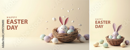 Elegant easter day background, Decorative happy easter day background for website, social media template
