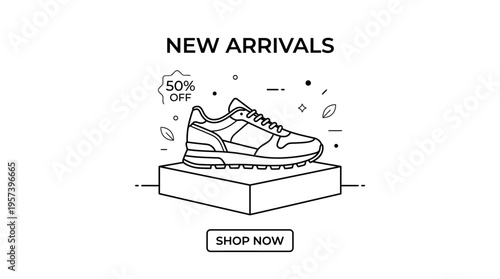 Minimalist Line Art Advertisement for New Sneakers