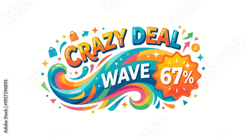 Crazy Deal Wave Banner with 67% Off