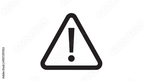 Triangle warning symbol with an exclamation mark inside, indicating danger or caution on a white background.