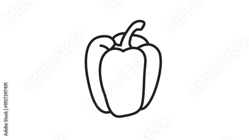 Bell pepper icon with simple outline for healthy food and vegetarian cuisine graphics featuring vegetable, line art, drawing with illustration and