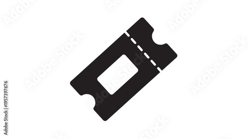 Ticket icon with perforated edge and space for a name, representing entry or admission for an event or performance.