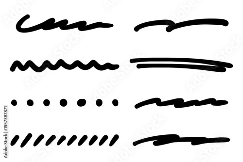 手書きのラインセット_黒