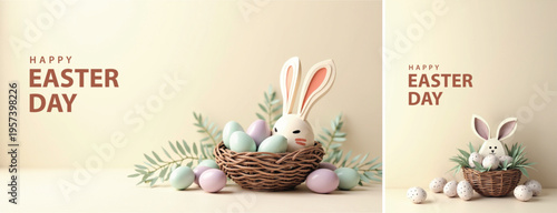 Elegant easter day background, Decorative happy easter day background for website, social media template