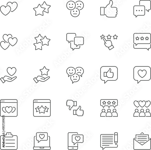 User Feedback, Rating & Review Icon Set