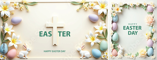 Elegant easter day background, Decorative happy easter day background for website, social media template