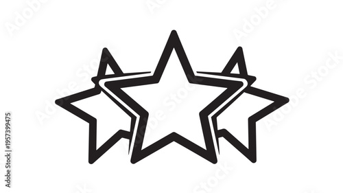 Three stylized black outline stars with thick borders create a layered effect, symbolizing achievement and recognition.