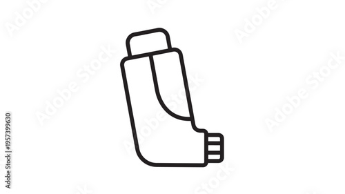 Inhaler icon with a smooth outline representing respiratory aid for asthma patients, conveying clean and simple medical technology for breathing
