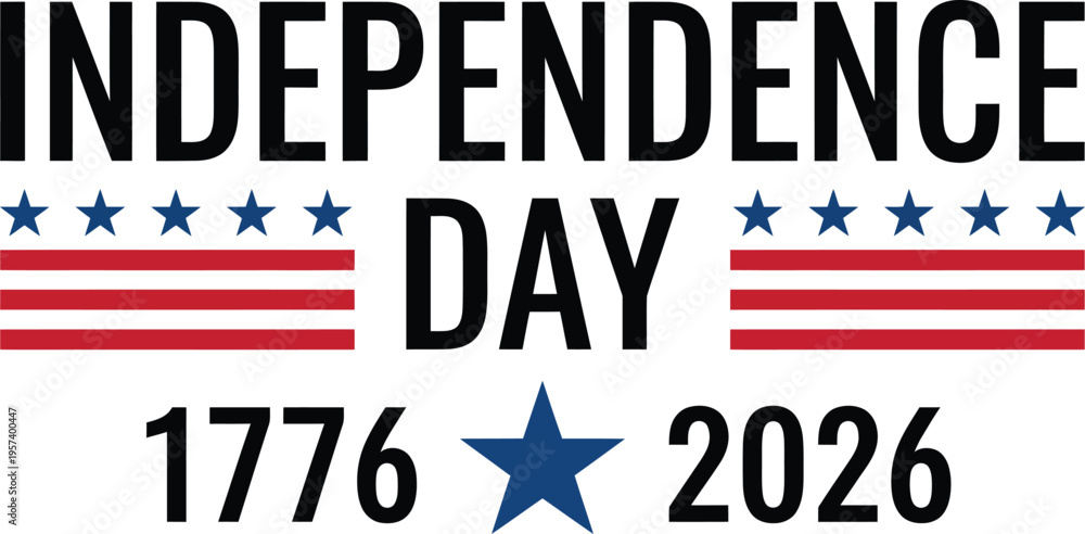 Fototapeta premium Independence day celebration with american flag and text on white background
