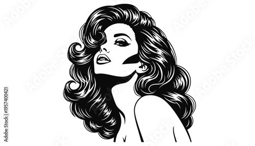 A woman vector illustration with long hair and a stylish look