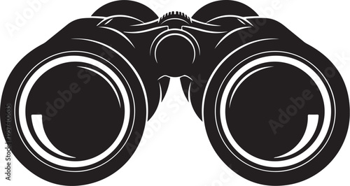 Vector binoculars icon, black and white illustration