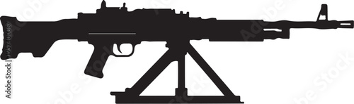 Vector silhouette of a machine gun on a tripod stand
