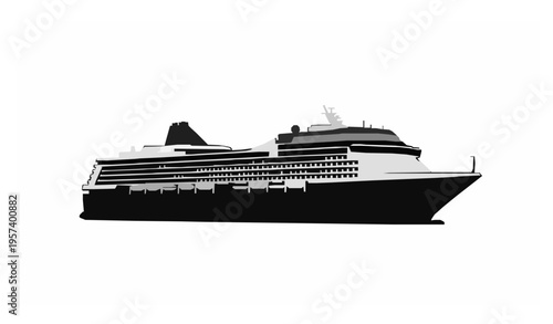 Cruise ship silhouette vector ocean liner design isolated on white background