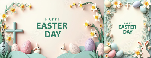 Elegant easter day background, Decorative happy easter day background for website, social media template