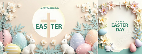 Elegant easter day background, Decorative happy easter day background for website, social media template