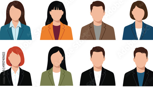 Business people vector illustration set of diverse professional avatars