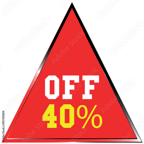 Red Triangle With Forty Percent Off Text sale discount batch