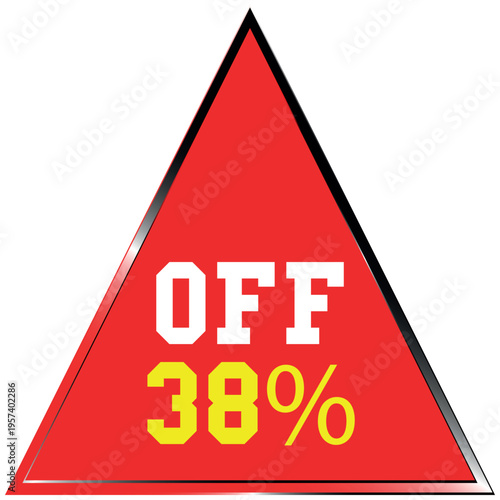 Red Triangle With Thirty Eight Percent Off Text sale discount batch