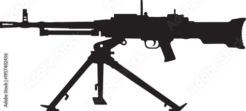 Vector silhouette of a machine gun on a tripod stand