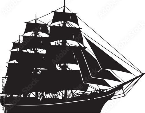 Black silhouette of a sailing ship vector
