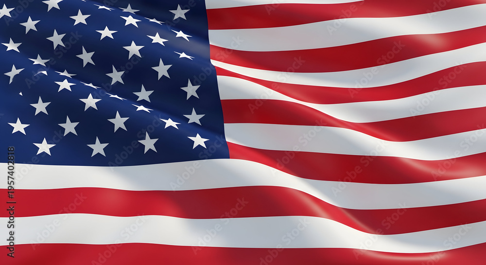 Obraz premium Flog day patriotic american flag waving in the wind symbol of freedom and democracy