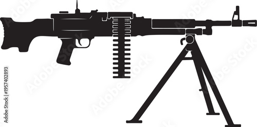 Vector illustration of a machine gun on a tripod stand