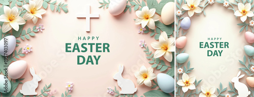 Elegant easter day background, Decorative happy easter day background for website, social media template