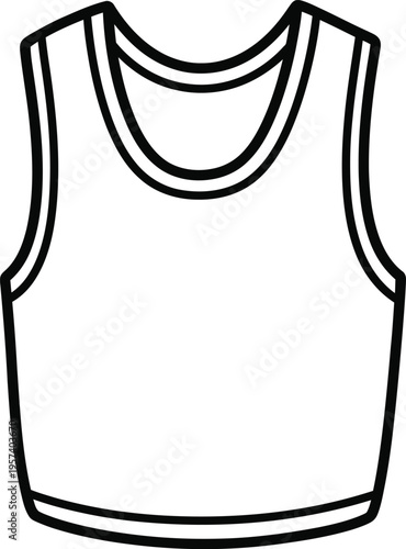 Tank Top Outline Vector Icon Isolated on White Background for Fashion Design and Apparel Mockup