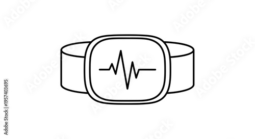 Heart Rate Monitor Band with EKG Line Icon - Health Technology Concept
