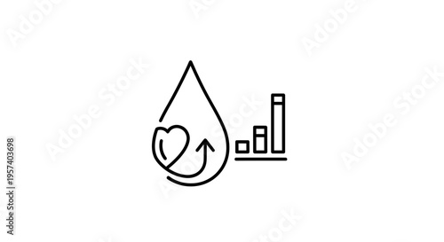 Heart Health Monitoring and Growth Chart Icon