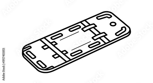 Medical Stretcher Board Outline, Emergency Rescue Equipment, Vector Illustration