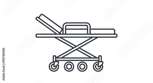 Medical Stretcher Icon Vector Illustration - Hospital Patient Transport Bed on Wheels