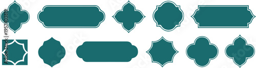 label ornate teal and gold decorative vector frames and badges