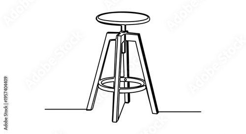 A simple line drawing of a stool with a round seat and four legs
