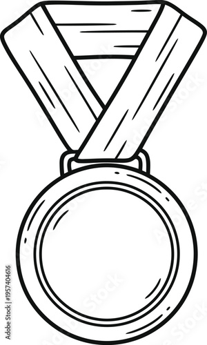Hand Drawn Medal Vector Illustration for Awards, Achievement, and Sports Recognition