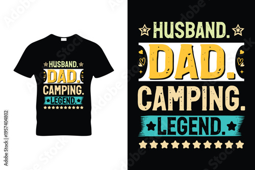 Funny Vintage Husband Dad Camping Legend Retro T-Shirt