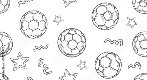 Soccer Ball Seamless Pattern Vector Illustration for Kids Sports Backgrounds
