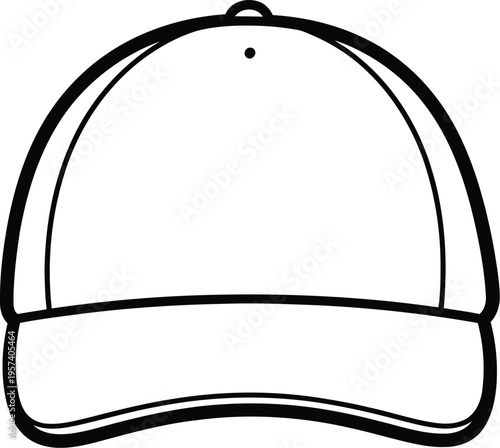 Baseball cap outline vector illustration for apparel design and branding templates