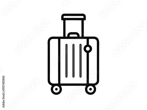 Simple black and white outline icon of a wheeled suitcase