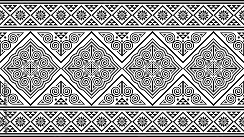 Hmong tribal design patterns feature unique black designs, suitable for use in clothing, blankets, and wallpaper.